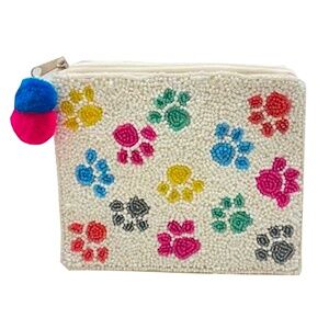 Beaded Paws Coin Purse, Seed Bead Coin Pouch